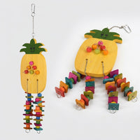 Parrot Toy and Grinding Tool Set, 6 Pack Fruit-Themed Parrot Swing and Perch with Bells, Bird Entertainment for African Grey Pet Birds