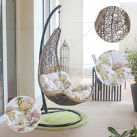 Hanging Egg Chair with Stand Woven Hanging Egg Chair Padded Furniture for Adults, Balcony, Living Room, Sunroom