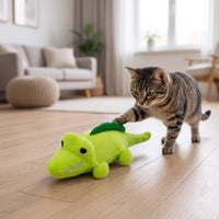 Stuffed Cat Toy Batterybattery-Less Stuffed Crocodile Wind-up Toy Moving Interactive for Cats, Indoor Play