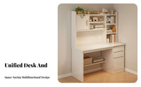 Student Desk with Shelves Small Space Solution Computer Desk with Bookshelf Sturdy Construction Study Table for Students, Teens, Bedroom
