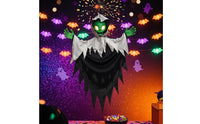 Halloween Hanging Alien Decoration Green Face Sound-Activated Hanging Prop Hooded Ghost Figure Glowing Eyes Spooky Ghost Prop