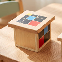 Child-Centered Cube Sensorial Wooden Cube Colorful Geometric Puzzle for Preschool, Classroom