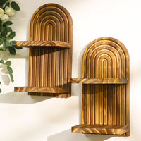 Creative Charred Wood Door-Shaped Wall Planter Shelf