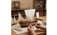 Wooden Ship Model Kit Diy Sailing Ship Model Kit with Stand Detailed for Collectors, Desk