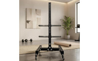 Plate Loading Stand Chrome Posts Freestanding Weight Rack Perforated Exercise Plate Storage Rack