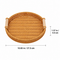 Home Storage Basket with Handles, Round Fruit Storage Basket, Brown Synthetic Polymer for Kitchen & Living Room, 4 Pieces