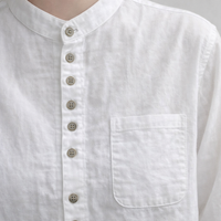 Shirts for Women UK Linen Blend with Stand Design, Summer Tops Loose Fit Casual Blouse, Long Sleeve Vintage Patchwork