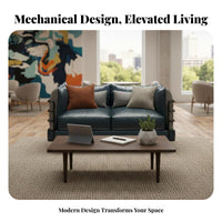 3 Pieces Wrought Iron Frame Urban Sofa and Table Group Vintage Look Reception Seating Upholstered Cushions Lounge Set Sturdy Construction for Business Owners, Interior Designers, Office Managers, Waiting Room