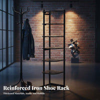 Space Saving Narrow Shoe Rack Small Footprint Narrow Shoe Storage Organizer Long-Lasting Metal Construction Slim Corner Stand Shelf Stable Structure for Apartment Dwellers, Homeowners, Families, Hallway, Bedroom, Dorm Room, Closet
