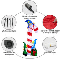 1.8m Christmas Inflatable Elf with Candy Cane Decoration with LED Light for Outdoor Yard Party
