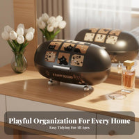 Multifunctional Lidded Oval Organizer Dust-Proof Desktop Container Dustproof Household Storage Space-Saving for Makeup Enthusiasts, Professionals, Entryway, Living Room, Vanity Table, Bedroom