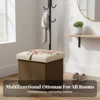 Multi-Functional Round textile Ottoman with Removable Lid Storage Stool Space-Saving Footrest Bohemian and aesthetic for Students, homeowners, Apartment Dwellers, Entryway, Living Room, Bedroom, spacious Closet