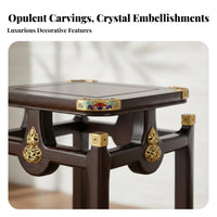 Chinese Design Oriental Flower Pedestal Zen Aesthetic Plant Stand Floor-Standing Home Furnishing Solid Wood Construction for Collectors, Living Room, Balcony, Entryway, Office