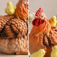 Hen Figurine with Chicks Outdoor Hen Figurine Chicken Garden Statue Compact Sculpture Lifelike for Gardeners, Patio, Flower Beds