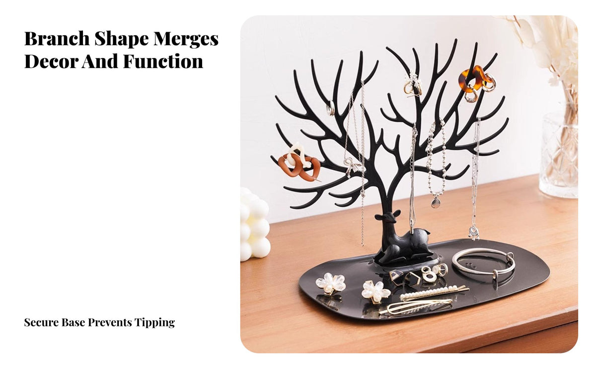 Deer Branch Jewelry Tree Decorative Design Branch Jewelry Tree Necklace and Band Holder Nordic Design Stag Branch Trinket Stand