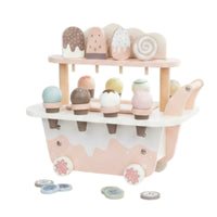 Child Pretend Ice Cream Cart Children's Plaything Wooden Ice Cream Cart Social Skills for Kids