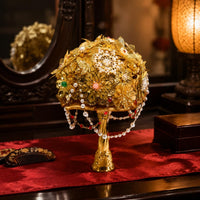 Chinese Design Aesthetic Bridal Floral Arrangement Luxury Gold Bridal Floral