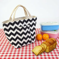Lunch Box and Insulated Lunch Bags for Women, Nordic Style Cotton Linen Cool Bag with Deer Print, Reusable Food Bag for School Picnic, 1 Pack