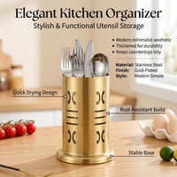 Storage Rack Spoon Holder and Utensil Drainer Storage Case, Stainless Steel Kitchen Organizer with Perforated Sides for Space Saving Use