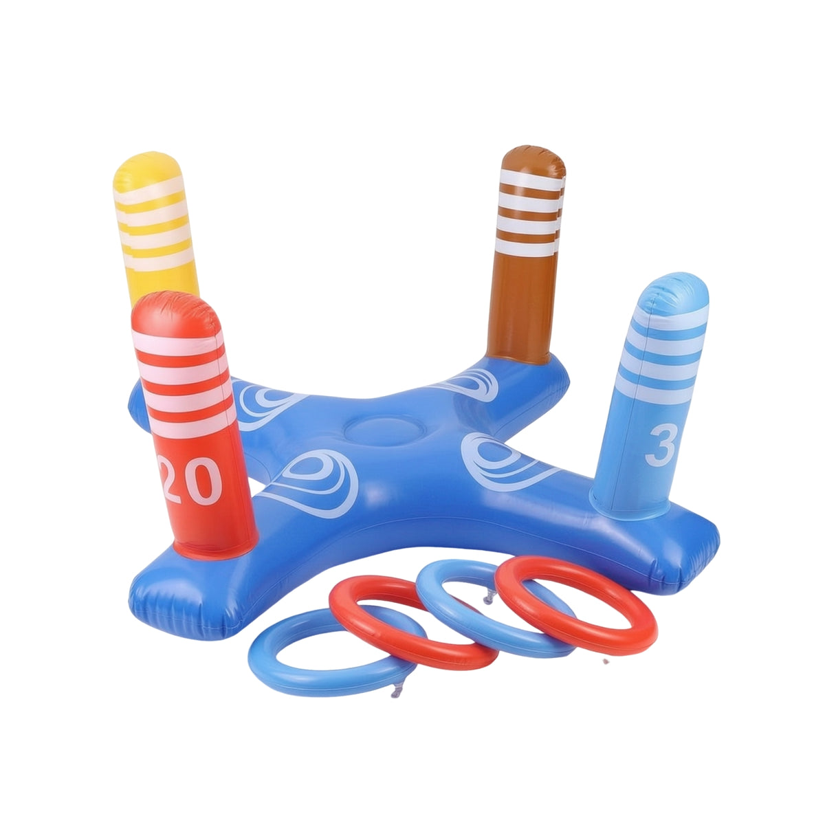 Color-Coded Hoop Toss Game with Rings Interactive Inflatable Water Toss Game Colorful Toy Portable for Backyard