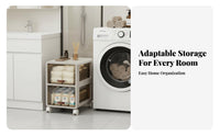 Slim Storage Tower Space-Saving Slim Rolling Cart Multitier for Narrow Spaces