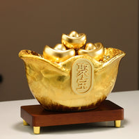 Ceramic Treasure Bowl Prosperity Ceramic Prosperity Bowl Fortunate Treasure Basin with Ingots for Entryway