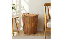 Handwoven Backpack Basket with Lid Wicker-Style Imitation Rattan Backpack Multifunctional Woven Picking Basket Spacious for Harvesting