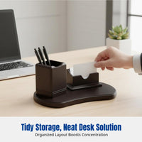 Wooden Business Card Holder, Multifunctional Pen Organizer, Desktop Office Accessory for Study, Business, Gift