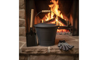 Fireplace Ash Bucket Kit Black Ash Bucket with Lid Tapered for, Hearth