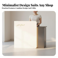 Minimalist Design Small Money Ier Desk Long-Lasting Construction Modern Retail Checkout Counter Spacious Work Surface Small Front Desk with Counter Easy to Clean for Shop Owners, Receptionists, Salon Team, Salons, Boutiques, Office, Medical Office