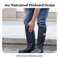 Thickened Anti-Slip Sole High-Tube Rain Boot Cover Wear-Resistant Waterproof Shoe Cover Easy to Clean for Cyclists, Riding, Outdoor, Camping