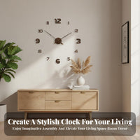 Silent Movement DIY Wall Clock Easy to Install 3D DIY Wall Clock Adjustable Size for Design Enthusiasts, Homeowners, Bedroom, Office, Studio