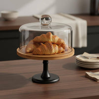 Rotating Option Cake Stand with Glass Dome Dustproof Cake Stand with Dome Lid Elegant Design Pedestal Dessert Display Keeps Food Preserved for Afternoon Tea, Party, Wedding