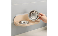 Pet Feeding Station with Stainless Steel Bowls Wall Mounted Pet Feeder