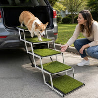 Foldable Pet Car Ramp Non-Slip 5 Steps Dog Stairs Compact Foldable Dog Steps for Dogs, Travel