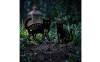 2 Pieces Gothic Cat Skeleton Stakes Eerie Metal Stakes with Cat Skeleton Easy to Install Decorative for Flower Beds, Walkways
