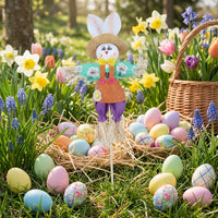 Easter Bunny Straw Doll Stake, Cute Design Bunny Decoration, Colorful Bunny Garden Stake, Suitable for Children, Gardening Enthusiasts, Classrooms, Walkways, Flower Pots