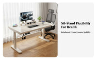 Height Adjustable Desk Stable Frame Sitting-Standing Desk Sturdy Construction Sitting-Standing Computer Table for Students, Streamers