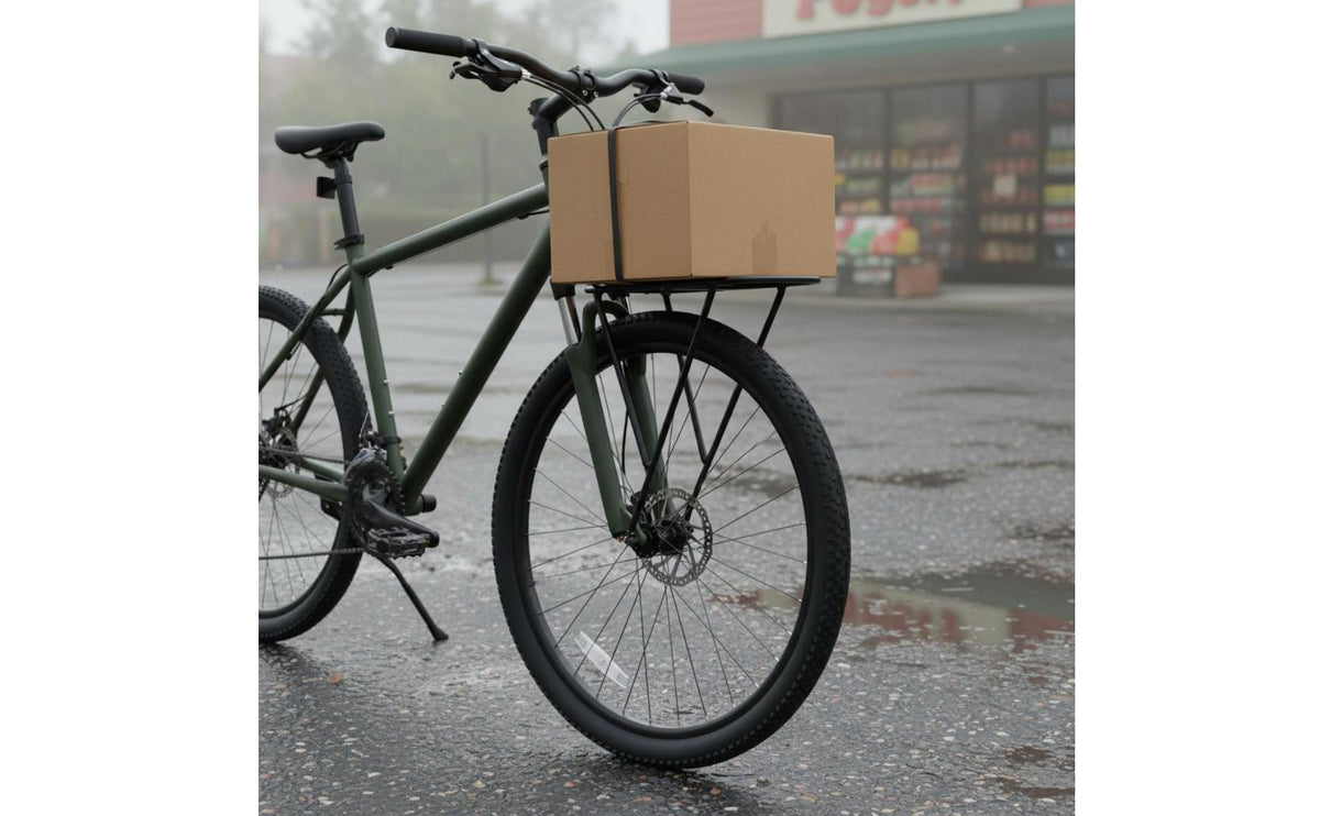 Solid Iron Bike Front Fork Rack Heavy Duty Mountain Bike Front Carrier Stable Support Easy Installation for Commuters, Cyclists, Shopping, Touring