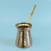 Perforated Handle Turkish Coffee Pot Flared Rim Metal Turkish Coffee Pot Tapered Body Briki Silver-Toned