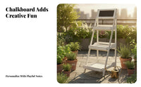 3-Tier Foldable Ladder Shelf Vintage Look 3-Tier Ladder Shelf Freestanding Sturdy Frame for Apartment Dwellers, Patio, Garden