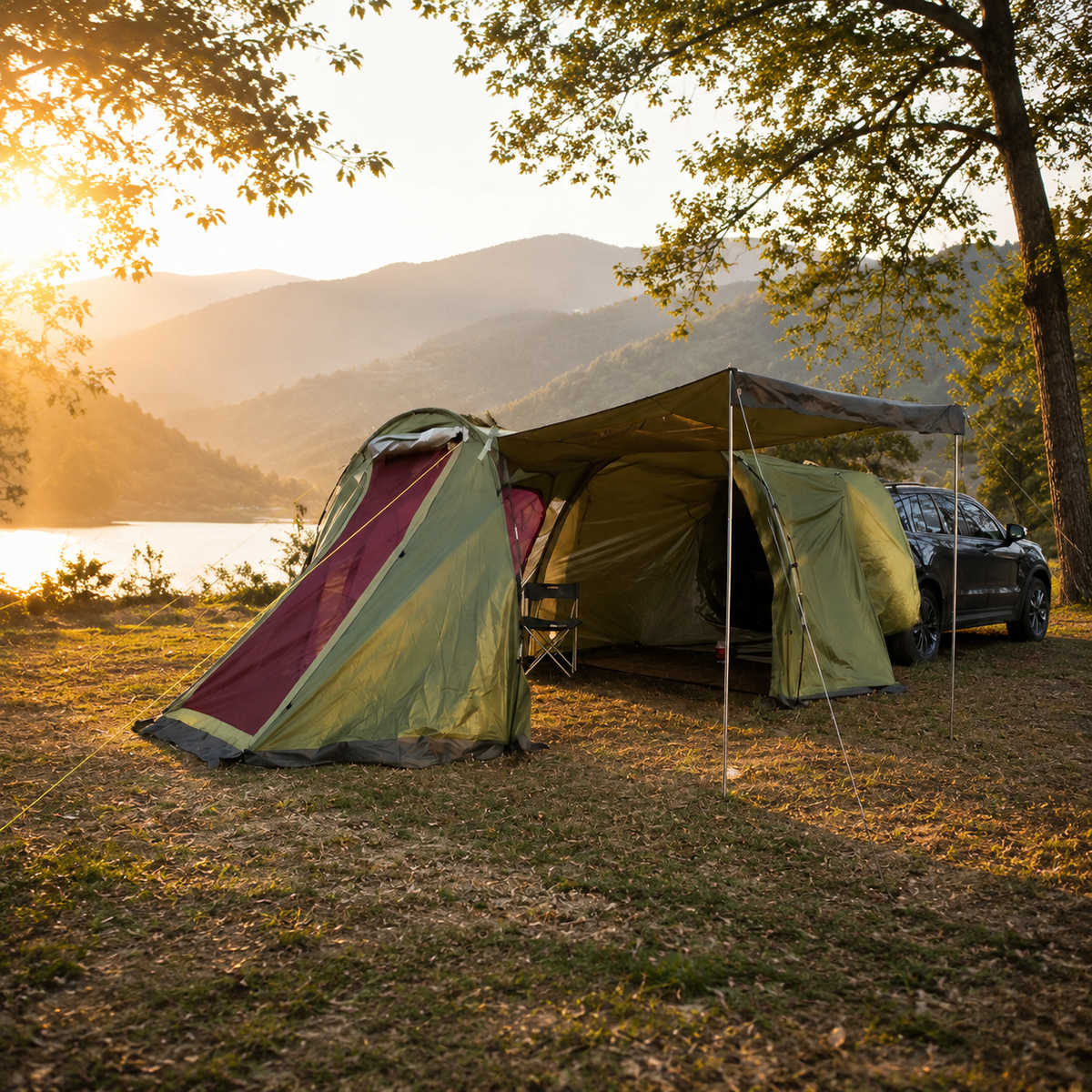 Car Tent for Vehicles, 5-8 Person Family Tailgate Tent, 500x300x200cm Large Outdoor Adventure Tent, 3000mm