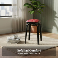 Soft Padded Seat Upholstered Tripod Stool Minimalist aesthetic Indoor Seating Multi-Functional Household Furniture Stackable Design for Students, residents, Adults, Small areas, Living Room, Bedroom, Entryway