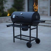 Briquette-Fueled Barbecue Grill Outdoor Grill with Cart Mobile for Backyard Cooks, Families, Patio, Cookouts