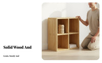 Large Capacity Solid Wood Bookcase Versatile Use Solid Wood Bookshelf Accessible Design Wooden Grid Shelf Strong Load-Bearing for Children, Homeowners, Kindergarten, Living Room, Playroom, Bedroom