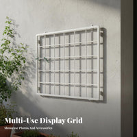 Wall Mount Garden Trellis Grid Engineered Metal Climbing Plant Frame Rust-Resistant Metal Garden Trellis for Gardeners, Outdoor, Patio, Balcony