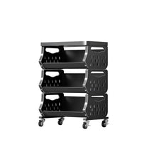 Multi-Tier Stackable Produce Basket Wheeled Design Kitchen Organizer Rolling Wheels Household Storage Large Capacity for Home Cooks, Apartment Dwellers, Pantry, Laundry Room, Bathroom, Playroom