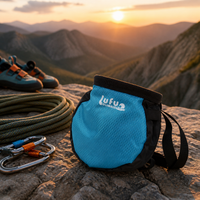 Drawstring Chalk Bag, Bouldering Chalk Bag for Rock Climbing, Adjustable Belt, Fleece Interior, with Phone Pocket