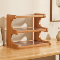 Compact Wooden Desktop Rack Ribbed Tabletop Shelf with Rounded Corners Natural Tabletop Shelf Sturdy for Coffee Station