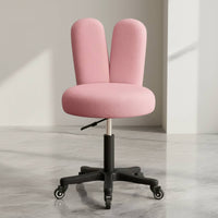 Long-Eared Stool Cute Chair with Wheels Small Chair with Backrest for Nail Technicians, Vanity Table, Beauty Salon